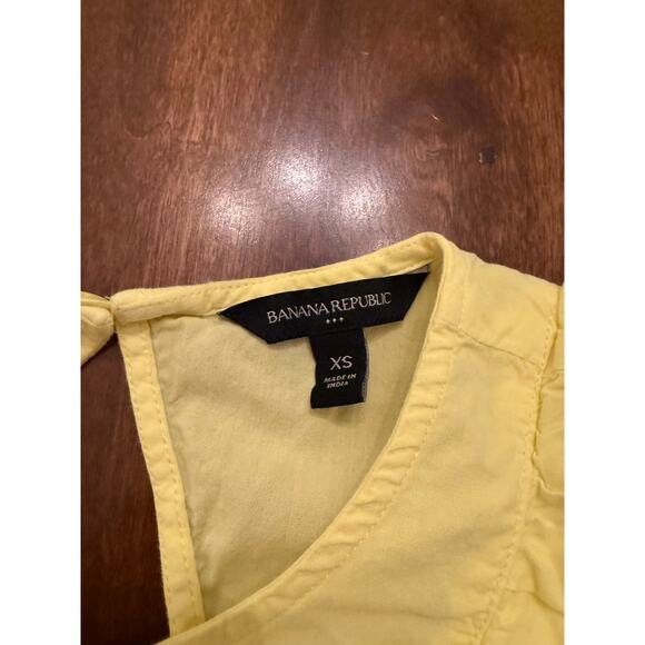 Banana Republic Women's Lemon Yellow Embroidered Short Sleeve Boho Blouse XS - Picture 3 of 6